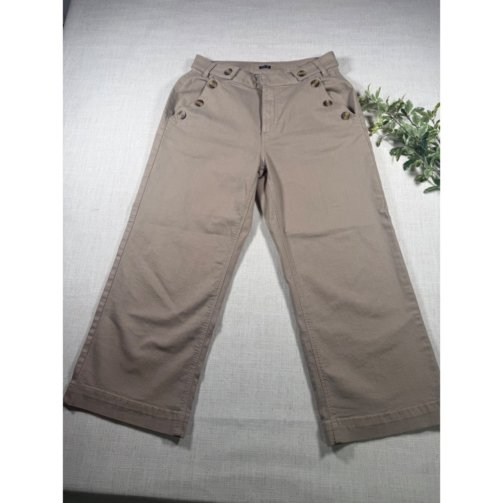 Simply Vera Vera Wang Womens Size 10 Tan Khaki Wide Leg Capri Sailor Pants